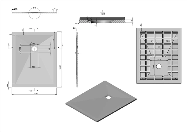 Поддон для душа из искусственного камня Vincea VST-4SR8010A, 1000*800*25, антрацит