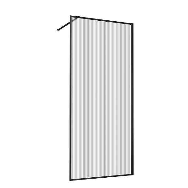 Душевая перегородка Vincea Walk-In VSW-1HP800FLB, 800*2000, черный матовый, стекло рифленое