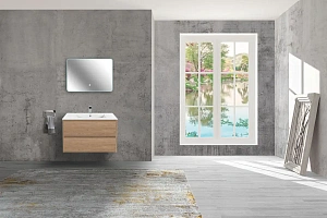 Тумба под раковину Vincea Gio 800 подвесная, 2 выкатных ящика soft-close, N.Oak