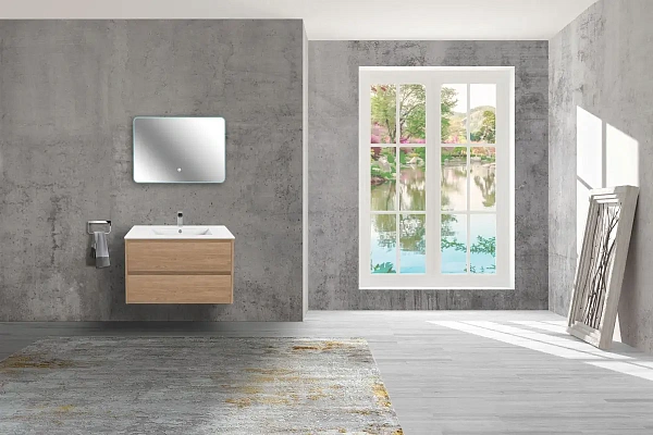 Тумба под раковину Vincea Gio 800 подвесная, 2 выкатных ящика soft-close, N.Oak