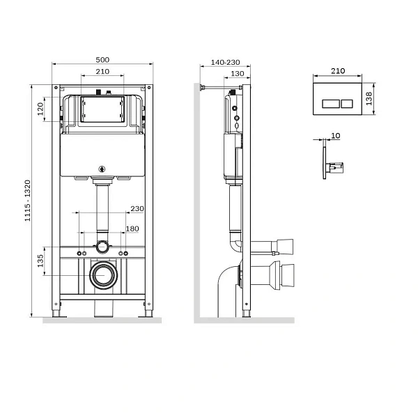 Инсталляция для унитазов AM.PM Pro I012704.9031 с клавишей Pro L, матовый никель