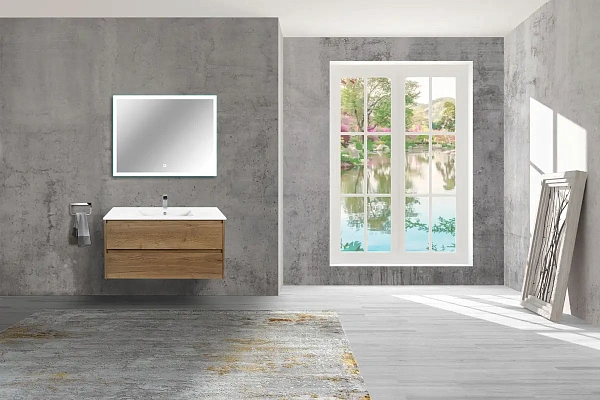 Тумба под раковину Vincea Gio 100 подвесная, 2 выкатных ящика soft-close, T.Oak