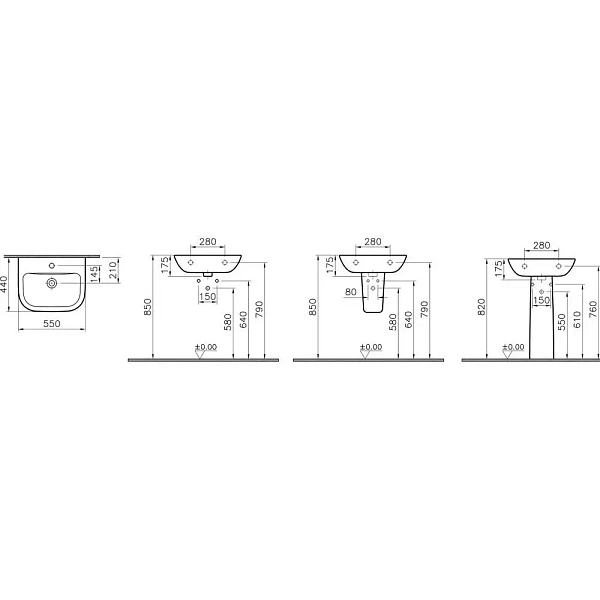Раковина VITRA S20 5502B003-0001, 55 см