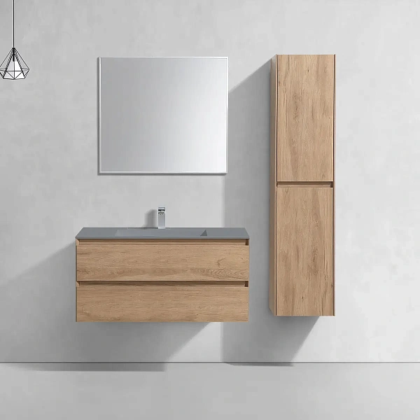 Тумба под раковину Vincea Luka 1000 подвесная, 2 выкатных ящика soft-close, N.Oak