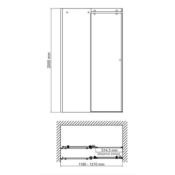 Душевая дверь WasserKRAFT Vils 120х200 см 56R05