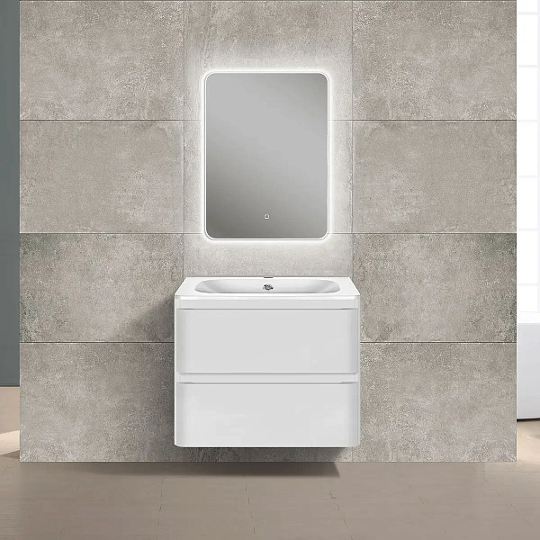Тумба под раковину Vincea Vico 600 подвесная, 2 выкатных ящика soft close, G.White