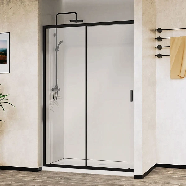 Душевая дверь Vincea City VDS-5CT110CLB, 1100, черный, стекло прозрачное