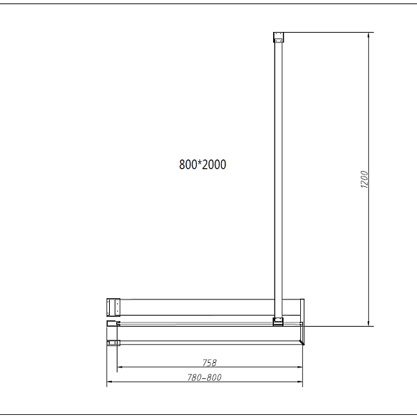 Душевая перегородка Vincea Walk-In HR VSW-4HR800CG, 800*2000, хром, стекло тонированное