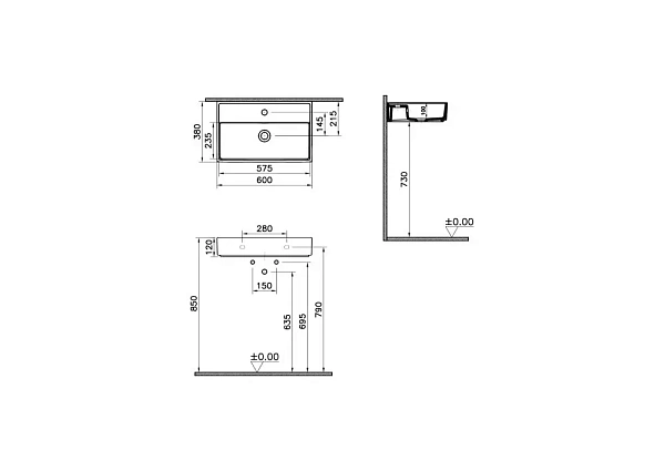 Раковина VITRA ArchiPlan 7401B003-0001 60 см