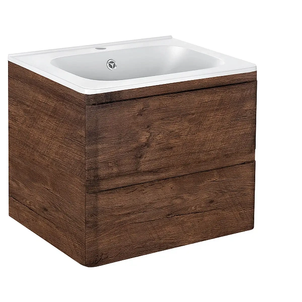 Тумба под раковину Vincea Vico 600 подвесная, 2 выкатных ящика soft close, R.Wood
