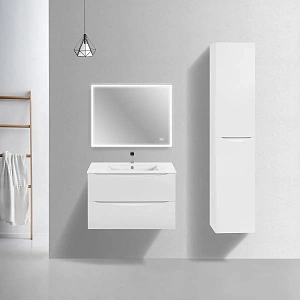 Тумба под керамическую раковину Mia Slim 800 подвесная, 2 выкатных ящика soft close, G.White