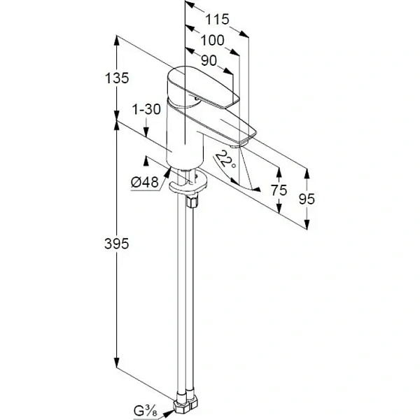 Смеситель для раковины Kludi Pure&Solid 340280575