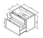 M50AFHX0803WM Inspire V2.0, База под раковину, подвесная, 80 см, 3 ящика, push-to-open, белый матовы