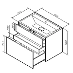 M50AFHX0803GM Inspire V2.0, База под раковину, подвесная, 80 см, 3 ящика, push-to-open, графит матов