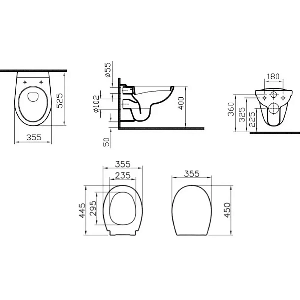 Инсталляция с унитазом VITRA S10 9842B003-7206 кнопка хром