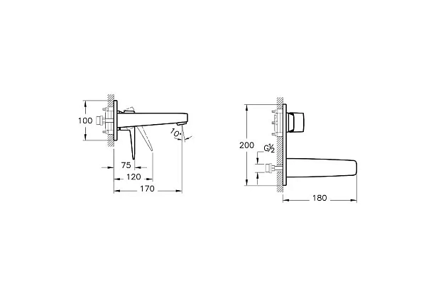 Встраиваемый смеситель для раковины VITRA Root Square A42738EXP