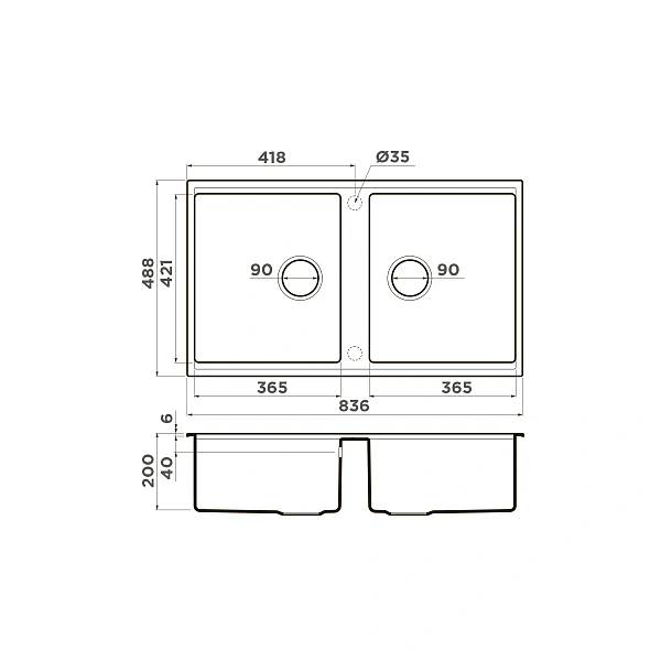 Omoikiri Kitagawa 83-2-U-GB Artceramic/графит
