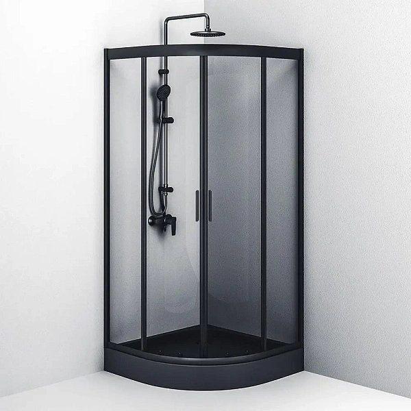W90G-401-090BT Душевое ограждение Gem 1/4 Rond 90x90 стекло прозрачное, профиль черный матовый, без