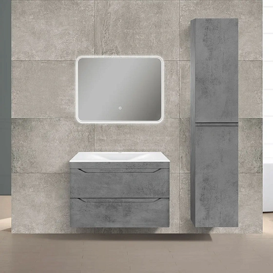 Тумба под раковину Vincea Fine 800 подвесная, 2 выкатных ящика soft close, Beton