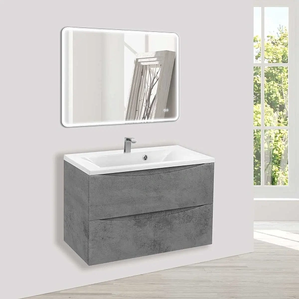 Тумба под раковину Vincea Mia 750 подвесная, 2 выкатных ящика soft close, Beton