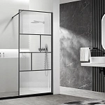 Душевая перегородка Vincea Walk-In VSW-1HC100CFGM, 1000*2000, вороненая сталь, стекло прозрачное/рифленое