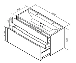 M50AFHX1203EGM Inspire V2.0, База под раковину, подвесная, 120 см, 3 ящика, push-to-open, элегантный
