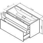 M50AFHX1203GM Inspire V2.0, База под раковину, подвесная, 120 см, 3 ящика, push-to-open, графит мато