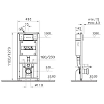 Инсталляция с унитазом VITRA Sento 9830B003-7207 кнопка матовый хром