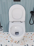 Инсталляция Grohe Rapid SL, кнопка черная матовая с безободковым, подвесным унитазом Santerika SAN.UNT.01 с технологией смыва "Торнадо" с сиденьем микролифт