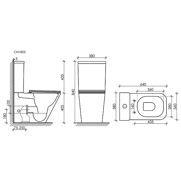 Унитаз-компакт Ceramica Nova Cubic CN1803 безободковый