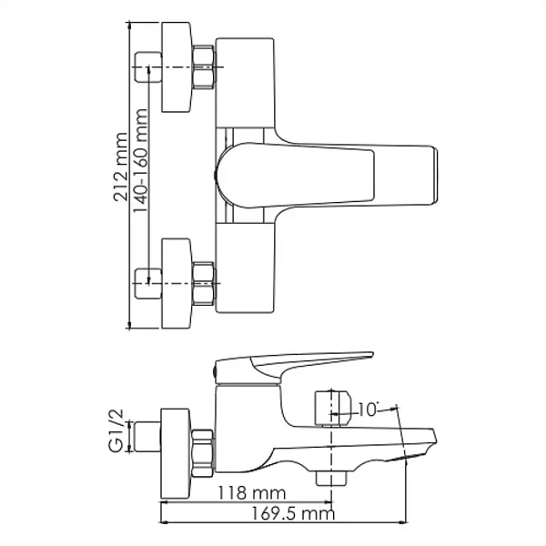 Смеситель для ванны WasserKRAFT Glan 6601 с душем