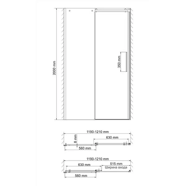 Душевая дверь WasserKRAFT Dinkel 120х200 см 58R05