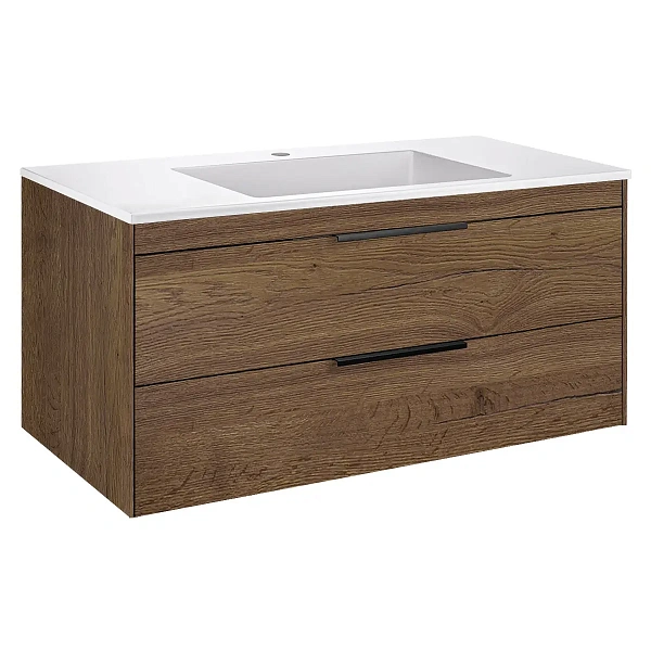 Тумба под раковину Vincea Chiara 2D 1000 подвесная, 2 выкатных ящика soft-close, T.Oak