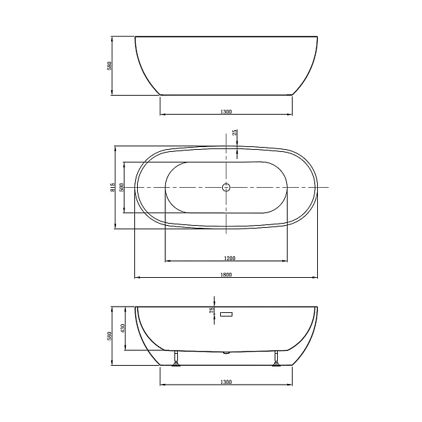 Акриловая ванна Vincea VBT-408-1800, отдельностоящая 180x81.5, белая