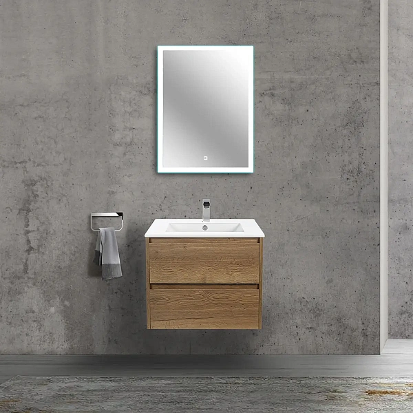 Тумба под раковину Vincea Gio 600 подвесная, 2 выкатных ящика soft-close, T.Oak