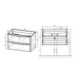 Тумба под раковину Vincea Paola 1000 подвесная, 2 выкатных ящика soft close, V.Oak