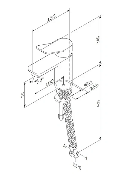 F85A02100 X-Joy, смеситель для умывальника излив 100 мм, хром, шт