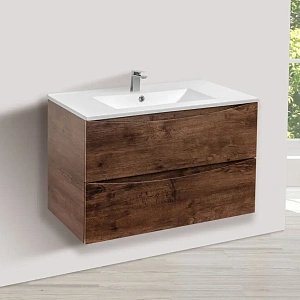 Тумба под керамическую раковину Mia 800 подвесная, 2 выкатных ящика soft close, R.Wood