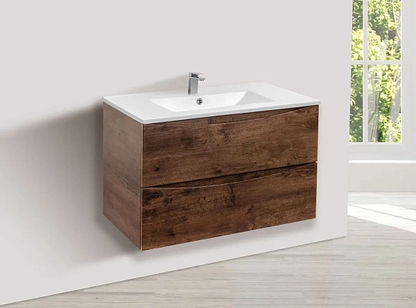 Тумба под керамическую раковину Mia 750 подвесная, 2 выкатных ящика soft close, R.Wood