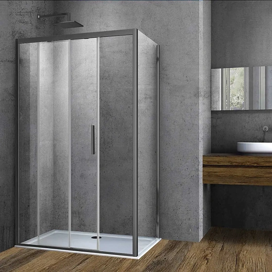 Душевой уголок Vincea Soft VSR-3SO9012CLGM, 1200*900, вороненая сталь, стекло прозрачное