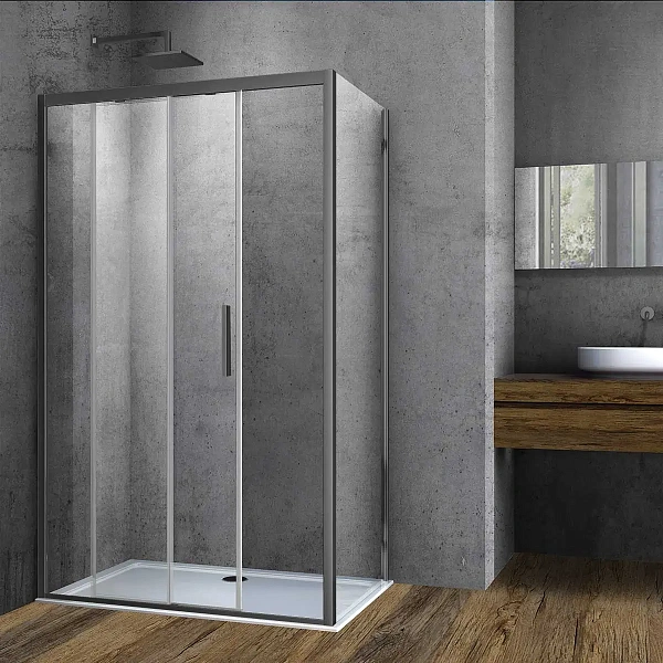 Душевой уголок Vincea Soft VSR-3SO9012CLGM, 1200*900, вороненая сталь, стекло прозрачное