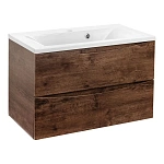 Тумба под раковину Vincea Mia 800 подвесная, 2 выкатных ящика soft close, R.Wood