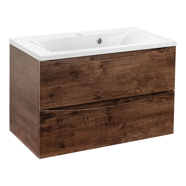 Тумба под раковину Vincea Mia 800 подвесная, 2 выкатных ящика soft close, R.Wood