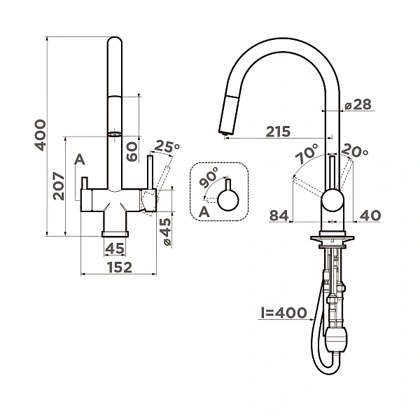 Смеситель для кухни Omoikiri Akita-S-RG 4994437