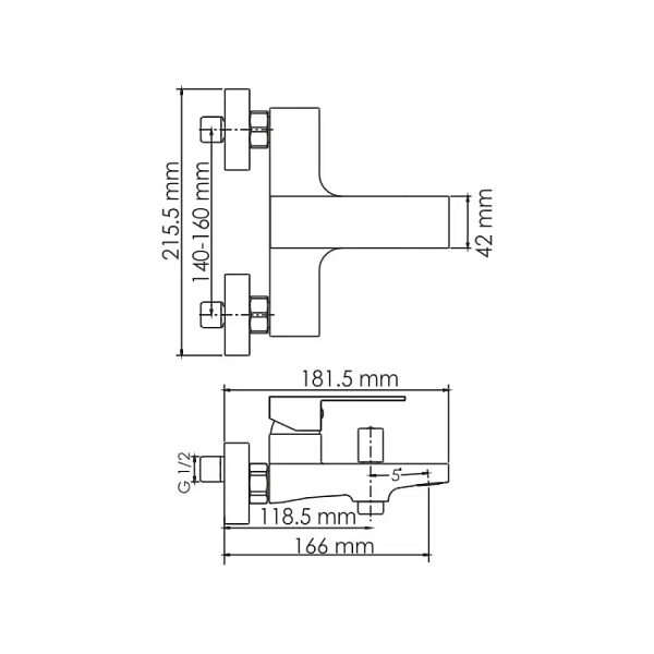 Смеситель для ванны WasserKRAFT Abens 2001 с душем
