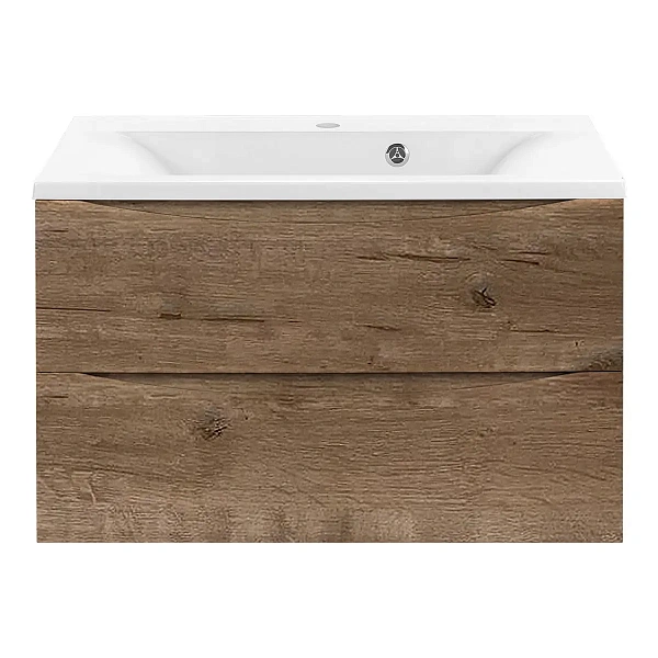 Тумба под раковину Vincea Mia 800 подвесная, 2 выкатных ящик soft close, V.Oak