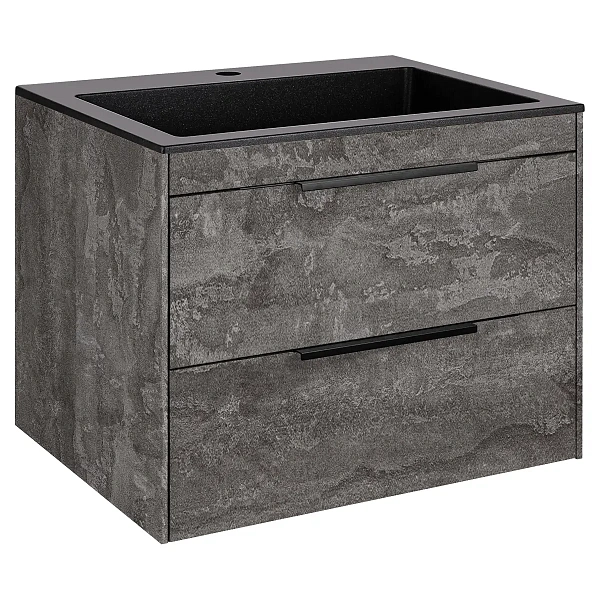 Тумба под раковину Vincea Chiara 2D 600 подвесная, 2 выкатных ящика soft-close, G.Stone