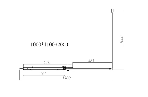 Душевой уголок Vincea Dice VSR-4D1011CLB, 1100*1000, черный, стекло прозрачное