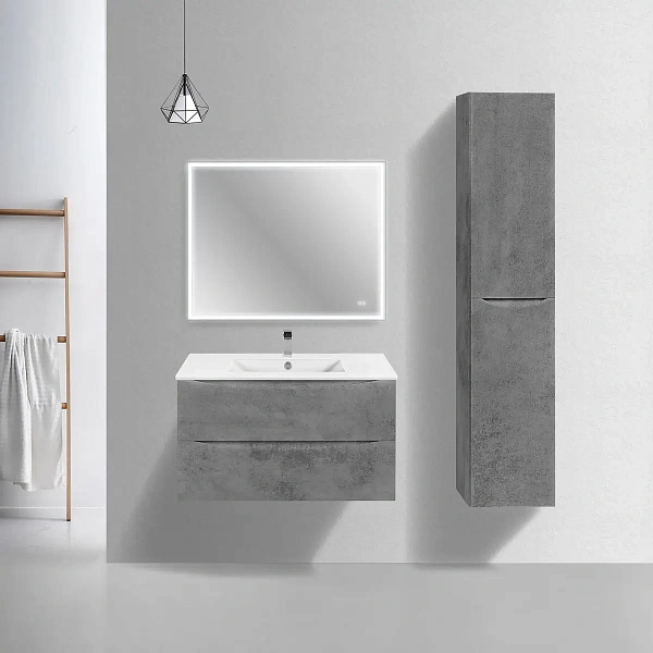 Тумба под керамическую раковину Mia Slim 900 подвесная, 2 выкатных ящика soft close, Beton