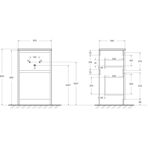 Тумба под раковину напольная BelBagno KRAFT39-500/390-2C-PIA-RT Rovere Tabacco, 50 см